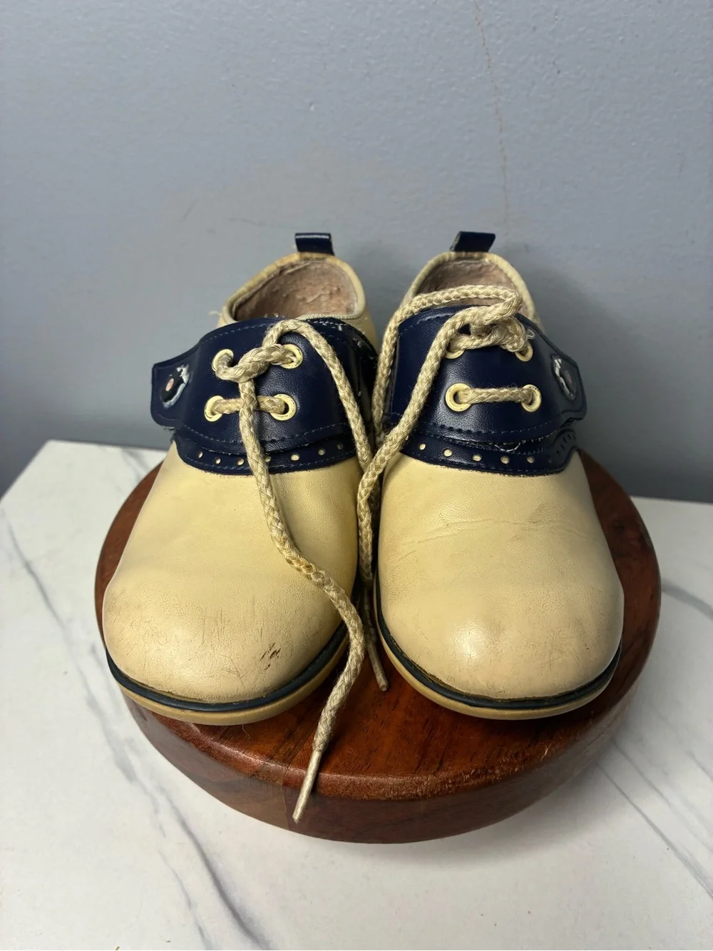 Cabbage Patch Kids Cream Navy Oxford Shoes Size 8D Collectible